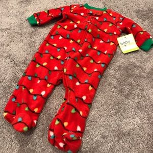 NWT holiday string lights fleece footie